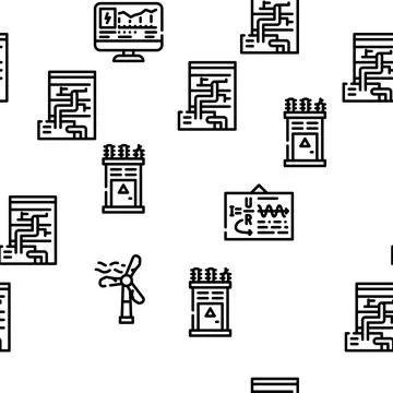 Energy Manufacturing Vector Seamless Pattern Illustrazione stock