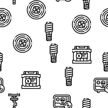 Energy Manufacturing Vector Seamless Pattern 스톡 일러스트
