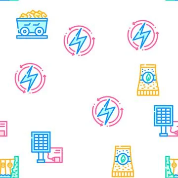 Energy Manufacturing Vector Seamless Pattern Stock Illustration