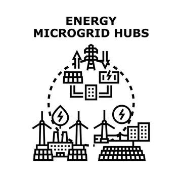 Energy microgrid hubs concept vector illustration on white background Stock Illustration