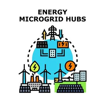 Energy microgrid hubs concept vector illustration on white background Stock Illustration