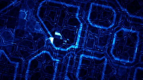 Energy Network Mapped Grid of Computer Computing Machiner System Board Stock-Footage 143912868