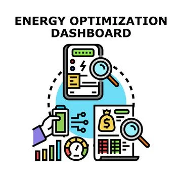 Energy optimization dashboard for efficient power management Stock Illustration