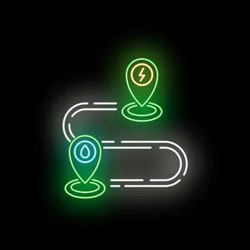 Energy path guiding to charging station location Stock Illustration