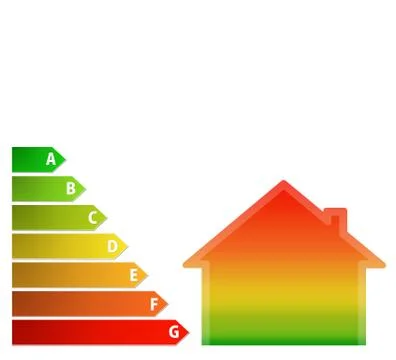 Energy performance scale with a house Ilustración de archivo