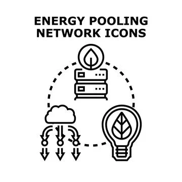 Energy pooling connecting network for digital storage and green light Illustrazione stock