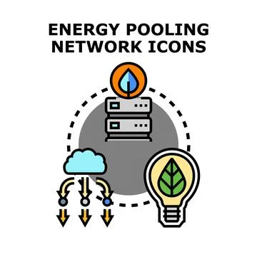 Energy pooling connecting network for digital storage and green light Stock Illustration