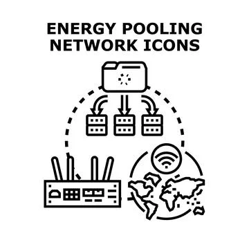 Energy pooling network technology and data distribution concept Stock Illustration