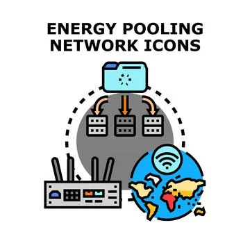 Energy pooling network technology and data distribution concept Stock Illustration