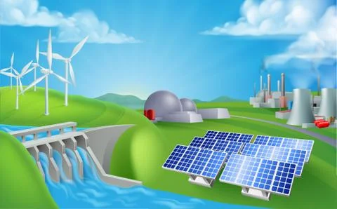 Energy Power Generation Sources イラスト素材
