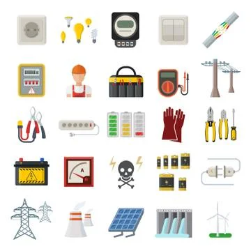 Energy power icons vector. Ilustración de archivo