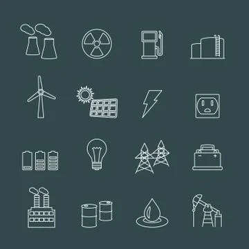 Energy power industry design elements 스톡 일러스트