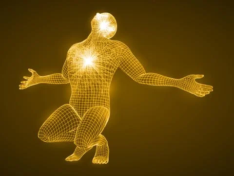 Energy of the praying man. Stock Illustration