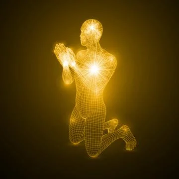 Energy of the praying man. Stock Illustration