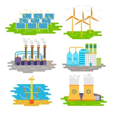 Energy producing stations infographic elements Illustrazione stock