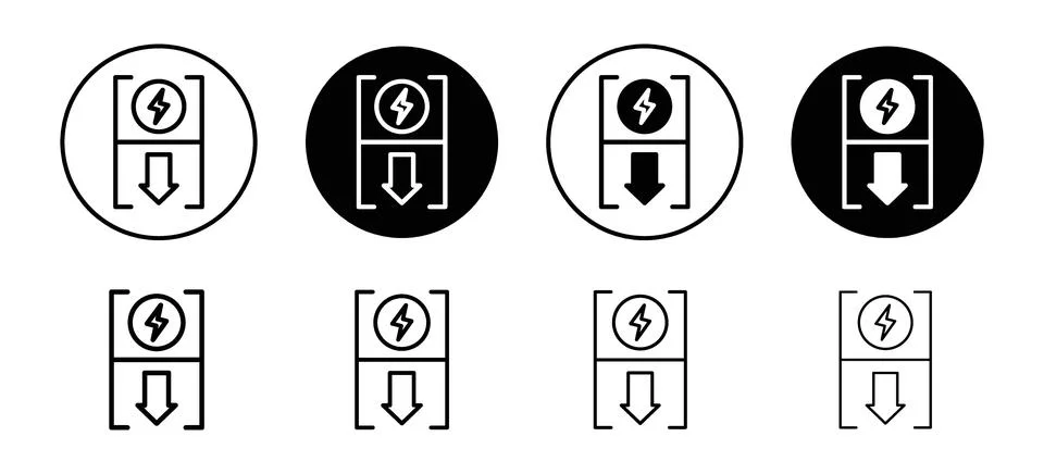 Energy reduction vector icon set collection. Energy reduction Outline flat .. Illustrazione stock