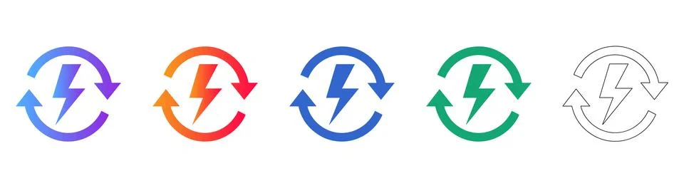 Energy Refresh Symbol and Cycle Icons Stock Illustration