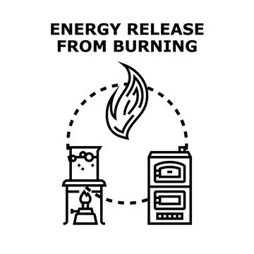 Energy release from burning process concept illustration Stock Illustration