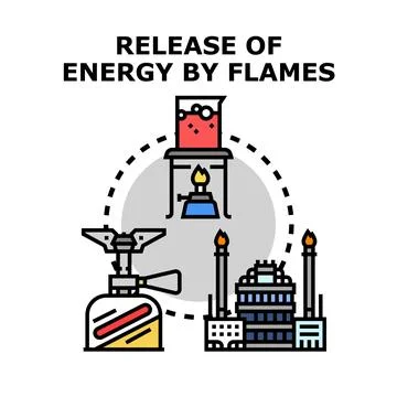 Energy release by combustion flames process concept Stock Illustration