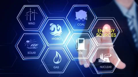 Energy Resources Hexagonal Touch Screen Concept Illustrazione stock