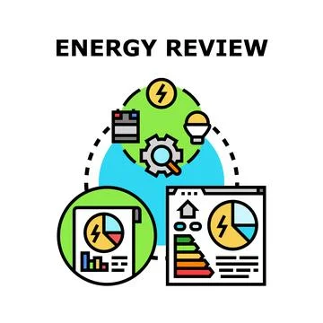 Energy review concept with data analysis and efficiency Stock Illustration