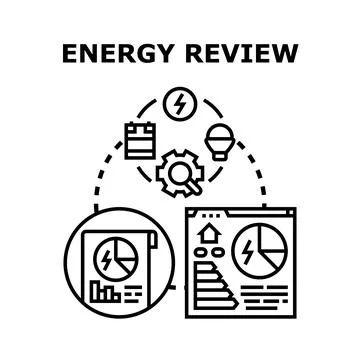 Energy review concept with data analysis and efficiency Stock Illustration