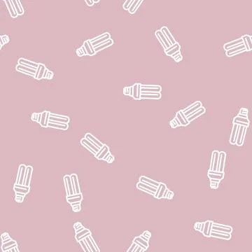 Energy save light bulb line vector seamless pattern Stock Illustration