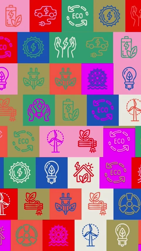 Energy Saving. background. seamless pattern. loop mosaic animation. banner or Stock Footage 320534848