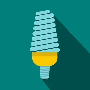 Energy saving bulb icon, flat style Stock Illustration