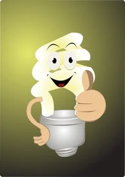 Energy saving bulb saying all right Stock Illustration