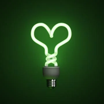 Energy saving compact fluorescent lightbulb, lamp on a green background with Stock Illustration
