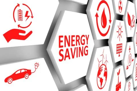 ENERGY SAVING concept cell background 3d illustration Stock Illustration