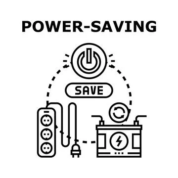 Energy saving concept with power switch and electrical plug Stock Illustration
