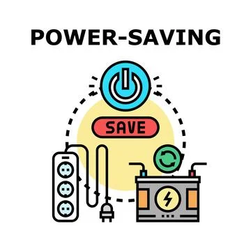 Energy saving concept with power switch and electrical plug Stock Illustration