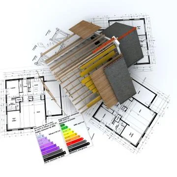 Energy saving construction aerial view Stock Illustration