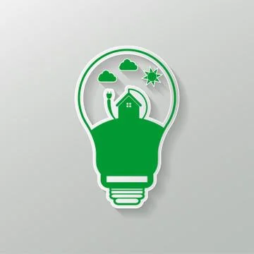 Energy saving digital design in light bulbs are energy-saving homes. Stock Illustration