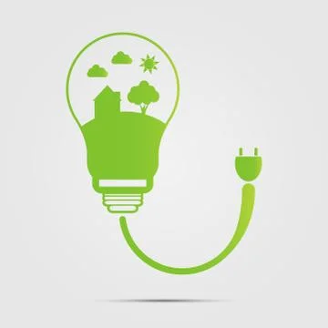 Energy saving digital design in light bulbs are energy-saving homes.vector il Stock Illustration