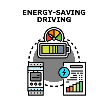 Energy saving driving concept optimizing vehicle efficiency Illustration