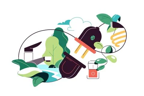 Energy-saving eco-friendly solutions Stock Illustration
