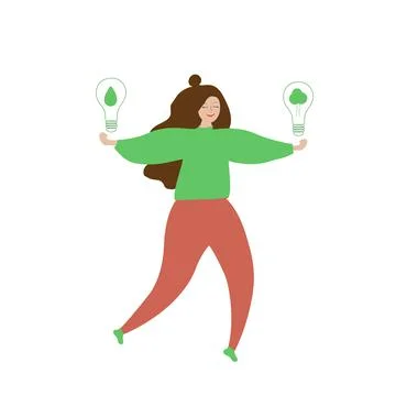 Energy saving. Flat outline icon. Stock Illustration