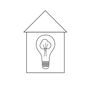 Energy saving. Flat outline icon. Stock Illustration
