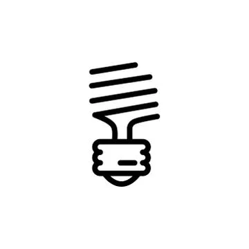 Energy Saving Fluorescent Light Bulb Line Icon In Flat Style. Black Icon Vect Stock Illustration