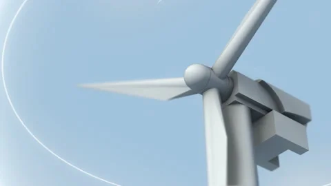 Energy-Saving Innovation. Close-up. White Blades and Wind Turbine Working. Power Stock Footage 153945857