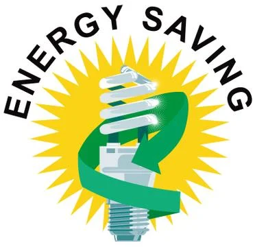 Energy saving label lightbulb Stock Illustration