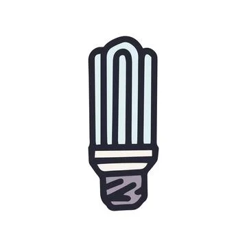 Energy saving lamp color vector doodle simple icon Illustrazione stock