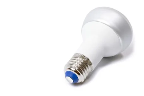 Energy saving lamp with e27 socket isolated on white background Stock Photos