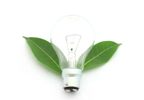 Energy saving lamp with green Stock Photos