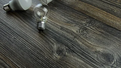 Energy-saving lamp. LED light bulbs, incandescent bulb, energy saving light bulb Stock Footage 87952009