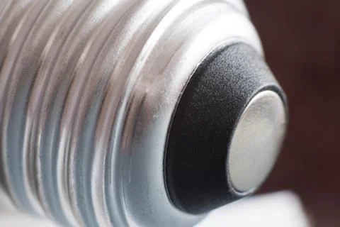 Energy saving led bulb E27 closeup isolated on white background Foto stock