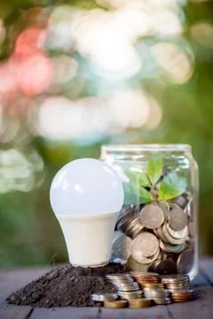 Energy saving LED BULB ECO With the environment Stock Photos